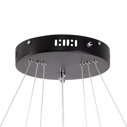 GloboStar® DIAMOND TRIO 61136-DECO Κρεμαστό Φωτιστικό Δαχτυλίδι-Κύκλος LED CCT 100W 12123lm 360° AC 220-240V - Εναλλαγή Φωτισμού μέσω Τηλεχειριστηρίου All In One Ψυχρό 6000k+Φυσικό 4500k+Θερμό 2700k Dimmable Φ25+40+60cm - Μαύρο - 3 Years Warranty
