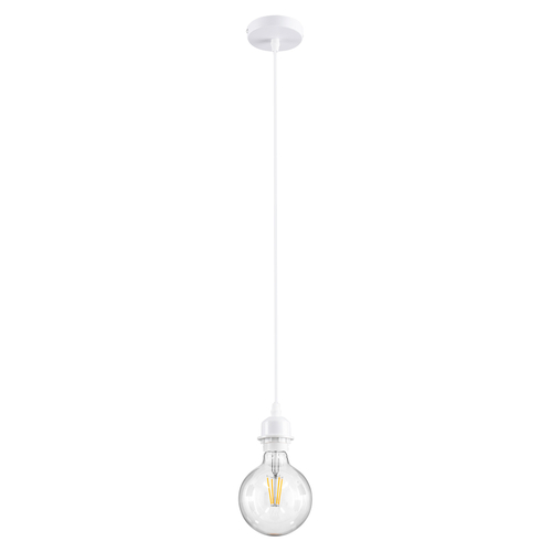 GloboStar® HANNA 36217 Μοντέρνο Κρεμαστό Φωτιστικό Ανάρτηση Μονόφωτο 1 x E27 IP20 Λευκό Πλαστικό - Μ4 x Π4 x Υ110cm