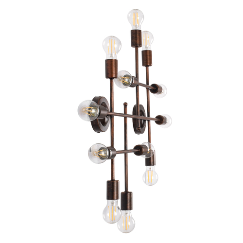 GloboStar® PIPING 00668-1 Vintage Φωτιστικό Οροφής Πλέγμα Πολύφωτο 12 x E27 IP20 Χάλκινο Μέταλλο - Μ78.5 x Π9.5 x Υ64cm