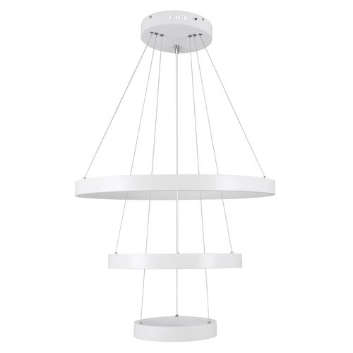GloboStar® NEMESIS TRIO 61168-DECO Κρεμαστό Φωτιστικό Δαχτυλίδι-Κύκλος LED CCT 100W 12123lm 360° AC 220-240V - Εναλλαγή Φωτισμού μέσω Τηλεχειριστηρίου All In One Ψυχρό 6000k+Φυσικό 4500k+Θερμό 2700k Dimmable Φ25+40+60cm - Λευκό - 3 Years Warranty