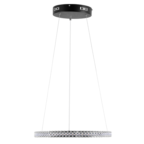 GloboStar® DIAMOND 61128 Κρεμαστό Φωτιστικό Δαχτυλίδι-Κύκλος LED CCT 30W 3513lm 360° AC 220-240V - Εναλλαγή Φωτισμού μέσω Τηλεχειριστηρίου All In One Ψυχρό 6000k+Φυσικό 4500k+Θερμό 2700k Dimmable Φ40cm - Μαύρο - 3 Years Warranty