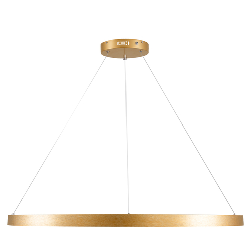 GloboStar® NEMESIS 61166 Κρεμαστό Φωτιστικό Δαχτυλίδι-Κύκλος LED CCT 75W 8743lm 360° AC 220-240V - Εναλλαγή Φωτισμού μέσω Τηλεχειριστηρίου All In One Ψυχρό 6000k+Φυσικό 4500k+Θερμό 2700k Dimmable Φ100cm - Χρυσό Βούρτσας - 3 Years Warranty