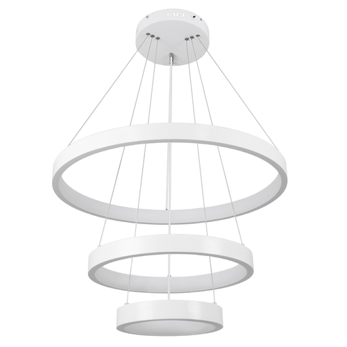 GloboStar® NEMESIS TRIO 61168-DECO Κρεμαστό Φωτιστικό Δαχτυλίδι-Κύκλος LED CCT 100W 12123lm 360° AC 220-240V - Εναλλαγή Φωτισμού μέσω Τηλεχειριστηρίου All In One Ψυχρό 6000k+Φυσικό 4500k+Θερμό 2700k Dimmable Φ25+40+60cm - Λευκό - 3 Years Warranty