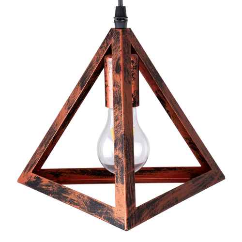 GloboStar® TRIANGLE 00613 Μοντέρνο Κρεμαστό Φωτιστικό Ράγα Δίφωτο 2 x E27 IP20 Χάλκινο Μέταλλο - Μ60 x Π22 x Y130cm