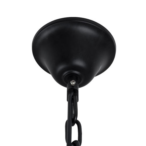 GloboStar® DOME 10001021 Vintage Κρεμαστό Φωτιστικό Ανάρτηση Πολύφωτο 9 x E27 Μαύρο Μέταλλο, Μπεζ Σχοινί με Μπεζ Όνυχα - Μ68 x Π60 x Υ50cm