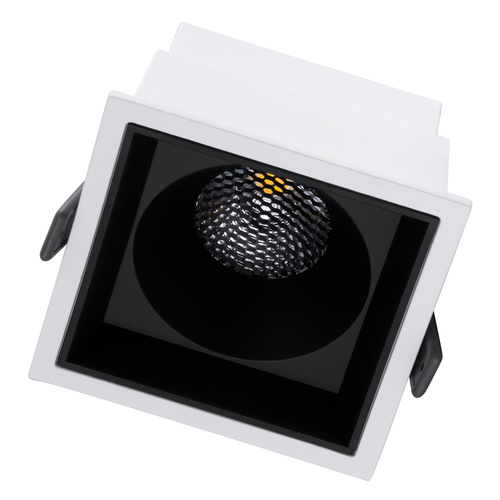 GloboStar® PLUTO-B 60276 Χωνευτό LED Spot Downlight TrimLess Μ10.4xΠ10.4cm 15W 1950lm 38° AC 220-240V IP20 Μ10.4 x Π10.4 x Υ6.5cm - Τετράγωνο - Λευκό με Μαύρο Κάτοπτρο & Anti-Glare HoneyComb - Φυσικό Λευκό 4500K - Bridgelux COB - 5 Years Warranty