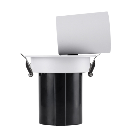 GloboStar® VIRGO-M 60307 Χωνευτό LED Spot Downlight TrimLess Φ11cm 12W 1500lm 36° AC 220-240V IP20 Φ11cm x Υ11.5cm - Στρόγγυλο - Λευκό με Μαύρο Κάτοπτρο - Θερμό Λευκό 2700K - Bridgelux COB - 5 Years Warranty