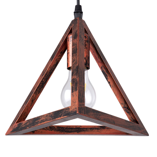 GloboStar® TRIANGLE 00618 Μοντέρνο Κρεμαστό Φωτιστικό Πλέγμα Τρίφωτο 3 x E27 IP20 Χάλκινο Μέταλλο - Μ49 x Π49 x Y130cm
