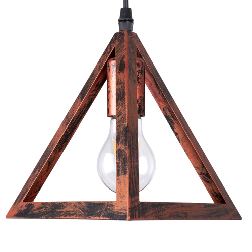 GloboStar® TRIANGLE 00618 Μοντέρνο Κρεμαστό Φωτιστικό Πλέγμα Τρίφωτο 3 x E27 IP20 Χάλκινο Μέταλλο - Μ49 x Π49 x Y130cm