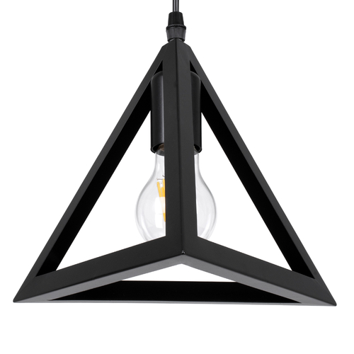 GloboStar® TRIANGLE 00621 Μοντέρνο Κρεμαστό Φωτιστικό Ράγα Τρίφωτο 3 x E27 IP20 Μαύρο Μέταλλο - Μ70 x Π22 x Y130cm