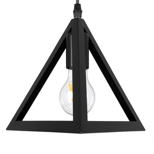 GloboStar® TRIANGLE 00621 Μοντέρνο Κρεμαστό Φωτιστικό Ράγα Τρίφωτο 3 x E27 IP20 Μαύρο Μέταλλο - Μ70 x Π22 x Y130cm