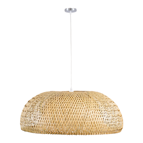 GloboStar® SAN TROPEZ 00674 Boho Κρεμαστό Φωτιστικό Ανάρτηση Μονόφωτο 1 x E27 IP20 Μπεζ Ξύλο - Μ80 x Π80 x Y28cm