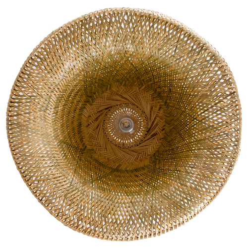 GloboStar® SAN TROPEZ 00674 Boho Κρεμαστό Φωτιστικό Ανάρτηση Μονόφωτο 1 x E27 IP20 Μπεζ Ξύλο - Μ80 x Π80 x Y28cm