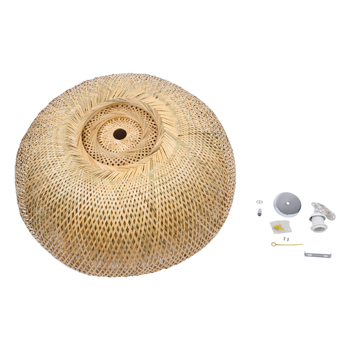 GloboStar® SAN TROPEZ 00674 Boho Κρεμαστό Φωτιστικό Ανάρτηση Μονόφωτο 1 x E27 IP20 Μπεζ Ξύλο - Μ80 x Π80 x Y28cm