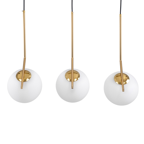 GloboStar® MONROE 00955 Μοντέρνο Κρεμαστό Φωτιστικό Ράγα Τρίφωτο 3 x E27 IP20 Χρυσό Μέταλλο με Λευκό Γυαλί - Μ74 x Π25 x Υ50cm