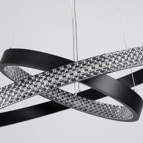 GloboStar® DIAMOND DUO 61150 Κρεμαστό Φωτιστικό Δαχτυλίδι-Κύκλος LED CCT 75W 8743lm 360° AC 220-240V - Εναλλαγή Φωτισμού μέσω Τηλεχειριστηρίου All In One Ψυχρό 6000k+Φυσικό 4500k+Θερμό 2700k Dimmable Φ40+60cm - Μαύρο - 3 Years Warranty