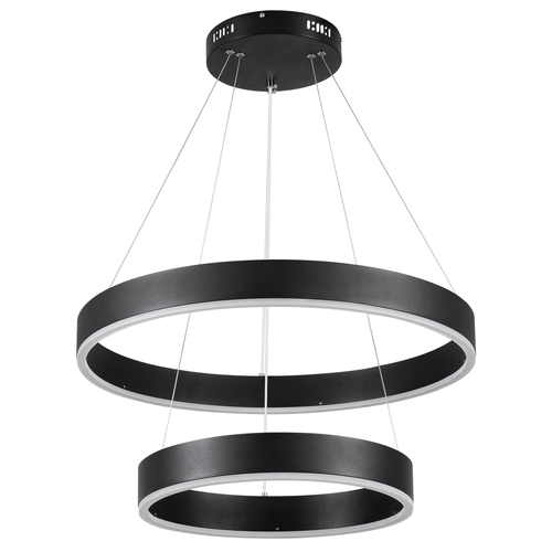 GloboStar® VENOM DUO 61185 Κρεμαστό Φωτιστικό Δαχτυλίδι-Κύκλος LED CCT 75W 8818lm 120° AC 220-240V - Εναλλαγή Φωτισμού μέσω Τηλεχειριστηρίου All In One Ψυχρό 6000K+Φυσικό 4500K+Θερμό 2700K Dimmable Φ40+60cm - Μαύρο - 3 Years Warranty