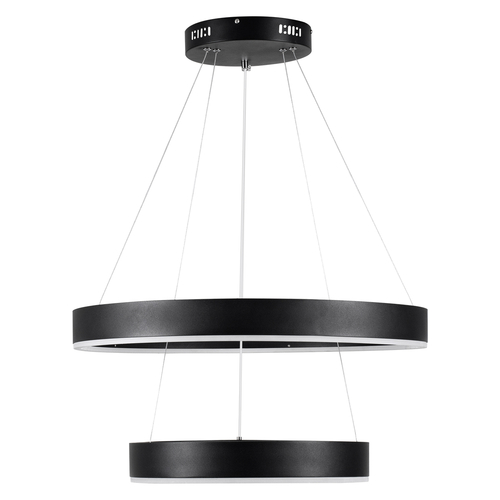 GloboStar® VENOM DUO 61185 Κρεμαστό Φωτιστικό Δαχτυλίδι-Κύκλος LED CCT 75W 8818lm 120° AC 220-240V - Εναλλαγή Φωτισμού μέσω Τηλεχειριστηρίου All In One Ψυχρό 6000K+Φυσικό 4500K+Θερμό 2700K Dimmable Φ40+60cm - Μαύρο - 3 Years Warranty