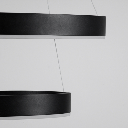 GloboStar® VENOM DUO 61185 Κρεμαστό Φωτιστικό Δαχτυλίδι-Κύκλος LED CCT 75W 8818lm 120° AC 220-240V - Εναλλαγή Φωτισμού μέσω Τηλεχειριστηρίου All In One Ψυχρό 6000K+Φυσικό 4500K+Θερμό 2700K Dimmable Φ40+60cm - Μαύρο - 3 Years Warranty