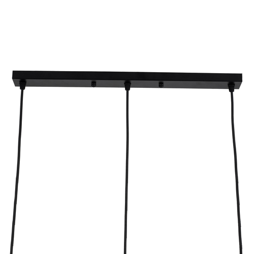 GloboStar® EIFFEL 61569 Vintage Κρεμαστό Φωτιστικό Ράγα Τρίφωτο 3 x E27 IP20 Μαύρο Μέταλλο με Λευκό Ύφασμα - Μ68 x Π25 x Υ130cm