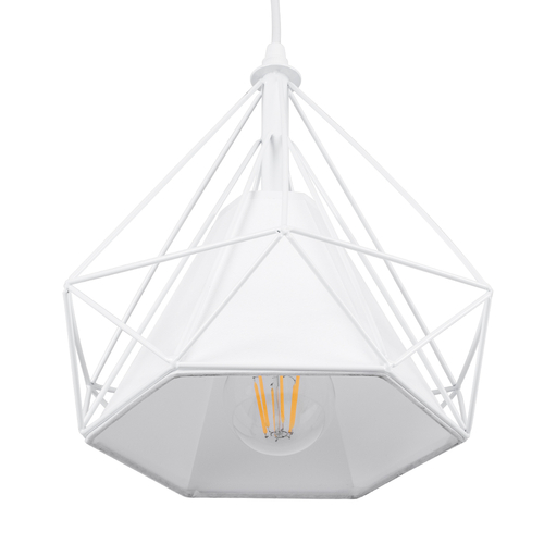 GloboStar® EIFFEL 61570 Vintage Κρεμαστό Φωτιστικό Ράγα Τρίφωτο 3 x E27 IP20 Λευκό Μέταλλο με Λευκό Ύφασμα - Μ68 x Π25 x Υ130cm