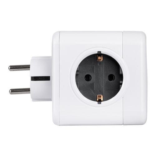 GloboStar® TRAVEL PowerCube PRO Certified 79627 Πολύπριζο 5 Θέσεων με 5 Πρίζες Ασφαλείας Childproof EU Schuko AC 220-240V Μ7.5 x Π11.5 x Υ7.5 - Λευκό με Γκρι - Max Load 3680W/16A
