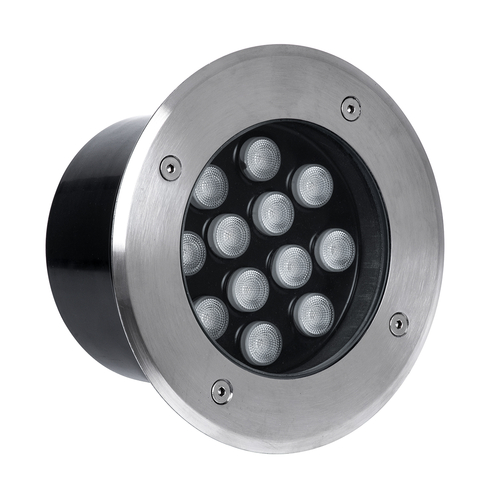 GLOBOSTAR® UNDERGROUND-TINA 90667 Χωνευτό Αρχιτεκτονικο Φωτιστικό Σποτ Δαπέδου LED 12W 1320lm 30° DC 24V Αδιάβροχο IP68 Θερμό Λευκό 2700K Dimmable - Ανοξείδωτο Ατσάλι 304 - Φ16 x Υ9cm - 3 Χρόνια Εγγύηση