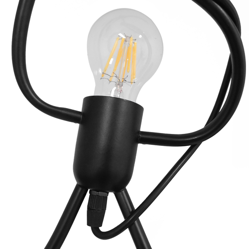 GloboStar® FIGURE 10001655 Παιδικό Κρεμαστό Φωτιστικό Φιγούρα Τρίφωτο 3 x E27 IP20 Μαύρο Μέταλλο - Μ45 x Π45 x Υ40cm