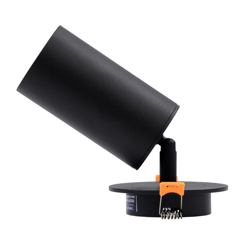 GloboStar® LEO 60350 Χωνευτό Κινούμενο Στρόγγυλο Φωτιστικό Σποτ Αλουμινίου με Ντουί GU10 AC 220-240V IP20 Φ6 x Υ17cm - Μαύρο - 5 Years Warranty