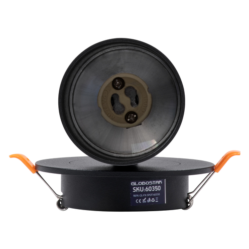 GloboStar® LEO 60350 Χωνευτό Κινούμενο Στρόγγυλο Φωτιστικό Σποτ Αλουμινίου με Ντουί GU10 AC 220-240V IP20 Φ6 x Υ17cm - Μαύρο - 5 Years Warranty