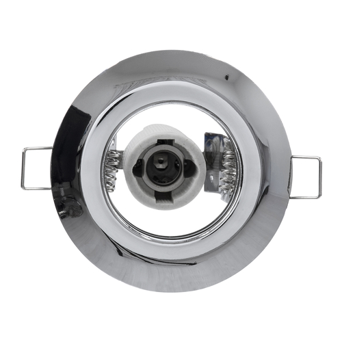 GloboStar® ALIBA 77843 Χωνευτή Στρογγυλή Μεταλλική Βάση Μπετού για Λάμπα R50 με Ντουί E14 AC 220-240V IP20 Φ9.2 x Υ9.5cm - Νίκελ - 5 Years Warranty