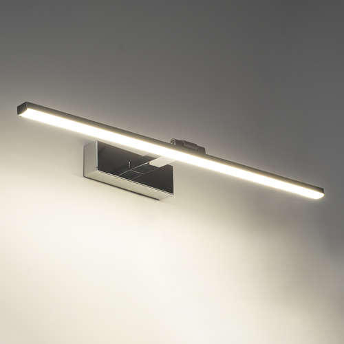 GloboStar® ELLIS 60445 Μοντέρνο Φωτιστικό Τοίχου - Απλίκα Καθρέπτη Μπάνιου - Πίνακα LED 12W 1400lm 120° AC 220-240V IP44 Μ60 x Π16 x Υ6cm - Φυσικό Λευκό 4500K - Χρώμιο Νίκελ - 3 Χρόνια Εγγύηση