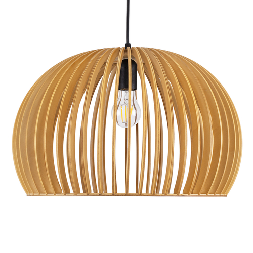 GloboStar® SCANDINAVIA 01699 Μοντέρνο Κρεμαστό Φωτιστικό Πλέγμα Μονόφωτο 1 x E27 IP20 Μπεζ Ξύλο - Μ44 x Π44 x Υ28cm