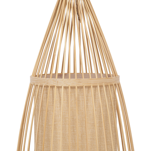 GloboStar® AZORES 01753 Boho Επιδαπέδιο Φωτιστικό Μονόφωτο 1 x E27 IP20 Μπεζ Ξύλο - Μ30 x Π30 x Υ90cm