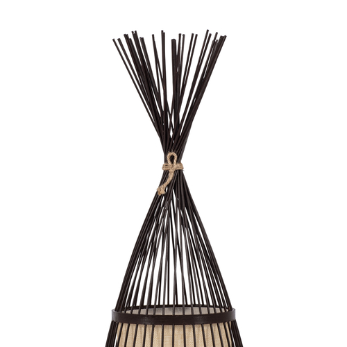 GloboStar® AZORES 01754 Boho Επιδαπέδιο Φωτιστικό Μονόφωτο 1 x E27 IP20 Καφέ & Μπεζ Ξύλο - Μ30 x Π30 x Υ90cm