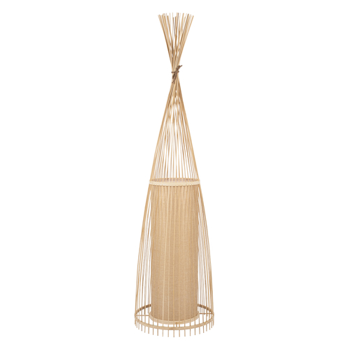 GloboStar® AZORES 01755 Boho Επιδαπέδιο Φωτιστικό Μονόφωτο 1 x E27 IP20 Μπεζ Ξύλο - Μ40 x Π40 x Υ150cm