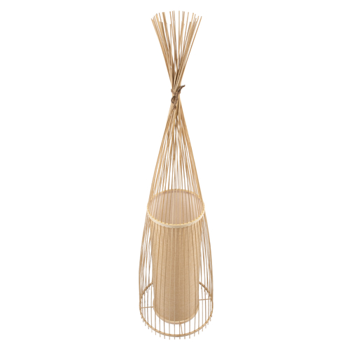 GloboStar® AZORES 01755 Boho Επιδαπέδιο Φωτιστικό Μονόφωτο 1 x E27 IP20 Μπεζ Ξύλο - Μ40 x Π40 x Υ150cm