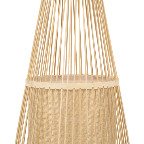 GloboStar® AZORES 01755 Boho Επιδαπέδιο Φωτιστικό Μονόφωτο 1 x E27 IP20 Μπεζ Ξύλο - Μ40 x Π40 x Υ150cm