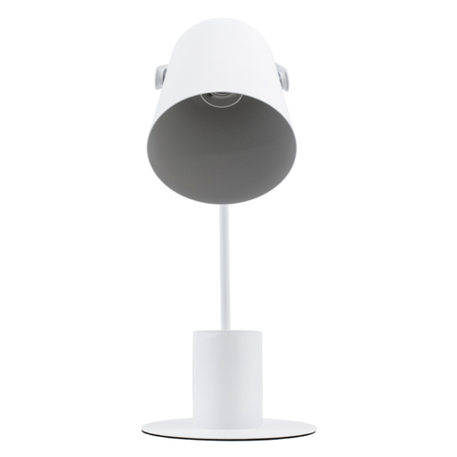 GloboStar® PENCASE 61564 Μοντέρνο Επιτραπέζιο Φωτιστικό Γραφείου - Πορτατίφ - Μονόφωτο 1 x E27 Λευκό Μεταλλικό Καμπάνα με Διακόπτη On/Off - Μολυβοθήκη & Βάση Τηλεφώνου - L12 x W15 x H38cm