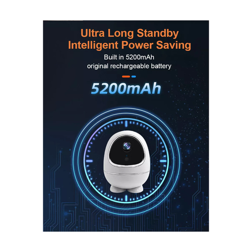 GloboStar® 86008 Rechargeable Table Camera WiFi HD 1080P 3MP 350° 5200mAh Two Way Audio & Motion Detection - Επαναφορτιζόμενη Επιτραπέζια Κάμερα WiFi HD 1080P 350° 5200mAh Διπλή Κατέυθυνση Ομιλίας με Ανιχνευτή Κίνησης - Λευκό