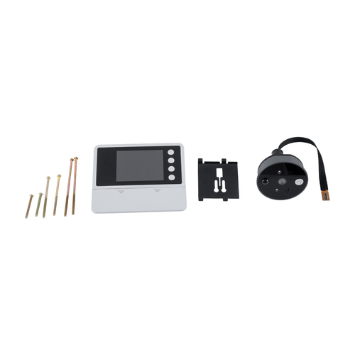GloboStar® 86017 Ψηφιακή Έξυπνη Camera Εξώπορτας 90° Μοιρών με Έγχρωμη Οθόνη 2.8 Inches - Νυχτερινή Όραση με LED IR - Κουδούνι - Εσωτερική Μνήμη Αποθήκευσης - Λειτουργεί με 4 Μπαταρίες AAA