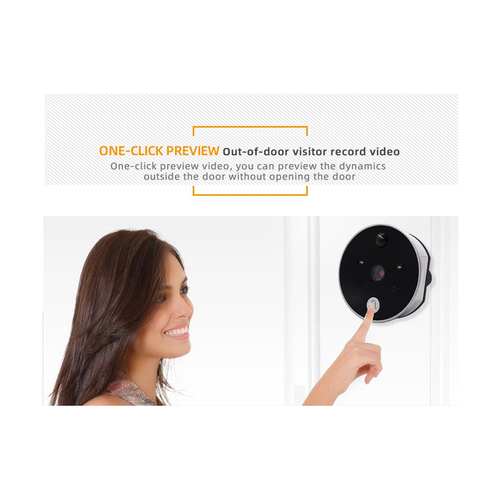 GloboStar® 86017 Ψηφιακή Έξυπνη Camera Εξώπορτας 90° Μοιρών με Έγχρωμη Οθόνη 2.8 Inches - Νυχτερινή Όραση με LED IR - Κουδούνι - Εσωτερική Μνήμη Αποθήκευσης - Λειτουργεί με 4 Μπαταρίες AAA