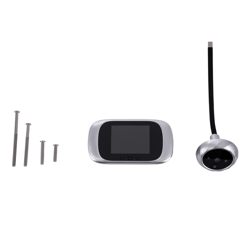 GloboStar® 86067 Επαναφορτιζόμενη Ψηφιακή Έξυπνη Camera Εξώπορτας 90° Μοιρών με Έγχρωμη Οθόνη 2.8 Inches - USB - Νυχτερινή Όραση με LED IR - Κουδούνι - Ασημί