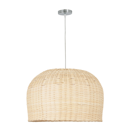 GloboStar® BERMUDA 01709 Boho Κρεμαστό Φωτιστικό Καμπάνα Μονόφωτο 1 x E27 IP20 Μπεζ Ξύλο - Μ50 x Π50 x Y34cm