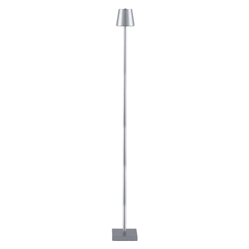 GloboStar® NEGA 60480 Μοντέρνο Επιδαπέδιο Φωτιστικό LED 2.2W 154lm 360° DC 5V Επαναφορτιζόμενο με Μπαταρία Li-ion 4000mAh - Διακόπτη Αφής - Θερμό Λευκό 2700K - Dimmable - D10 x H135cm - Ασημί - 2 Years Warranty