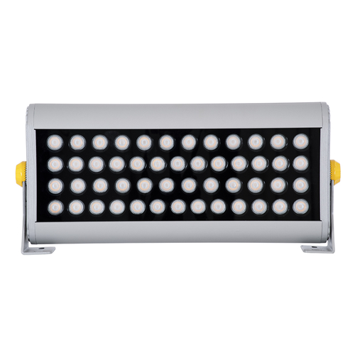 GloboStar® FLOOD-HENA 90446 Προβολέας Wall Washer για Φωτισμό Κτιρίων LED 48W 4080lm 30° AC 220-240V Αδιάβροχο IP67 Μ39 x Π6 x Υ17cm Αρχιτεκτονικό Πορτοκαλί 2200K - Ασημί - 3 Years Warranty