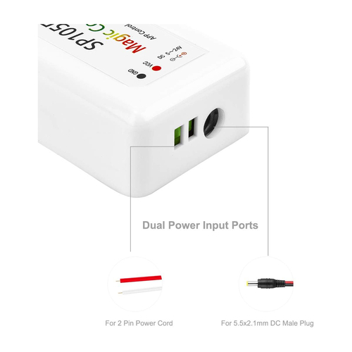 GloboStar® 70039 SP105E Ασύρματος WiFi LED FULL COLOR Magic Digital Pixel Controller iOS/Android Bluetooth για LED Digital Πολύχρωμα και Μονόχρωμα Προϊόντα DC 5-24V 1 x 2048 IC Max