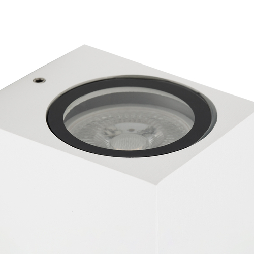 GloboStar® BURANO 60611 Φωτιστικό Τοίχου - Απλίκα Αρχιτεκτονικού Φωτισμού Εξωτερικού Χώρου Up or Down Αλουμινίου με Ντουί 1 x GU10 AC 220-240V Αδιάβροχο IP65 Μ8 x Π8 x Υ6.8cm - Λευκό -  5 Years Warranty