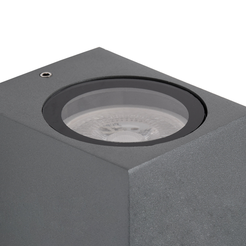 GloboStar® BURANO 60612 Φωτιστικό Τοίχου - Απλίκα Αρχιτεκτονικού Φωτισμού Εξωτερικού Χώρου Up or Down Αλουμινίου με Ντουί 1 x GU10 AC 220-240V Αδιάβροχο IP65 Μ8 x Π8 x Υ6.8cm - Γκρι Ανθρακί -  5 Years Warranty