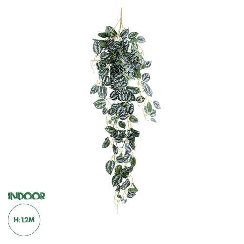 GloboStar® Artificial Garden SATIN POTHOS HANGING BRANCH 20242 Τεχνητό Διακοσμητικό Κρεμαστό Φυτό Ασημένια Άμπελός - Πόθος Υ120cm